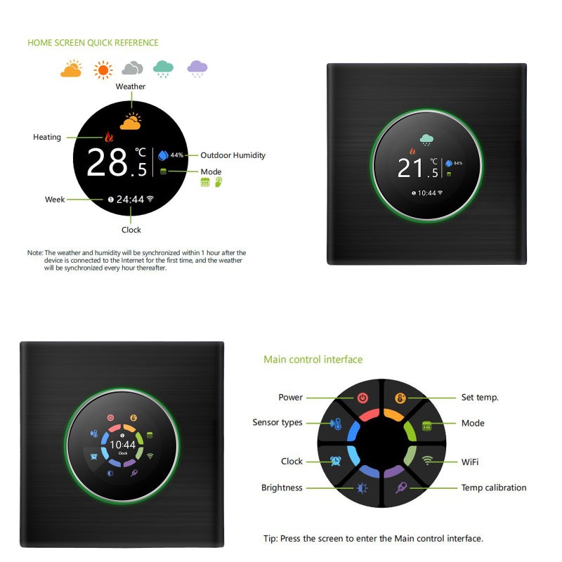 Thermostat Intelligent WiFi Contrôle de Température Programmable Hebdomadaire, Boutons/Mobile APP/Voix, Compatible avec, Chauffage de l'Eau 5A - 7