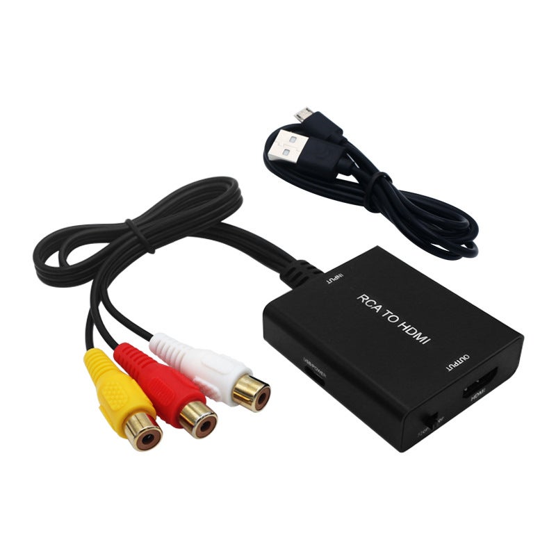 Konwerter RCA na HDMI, Adapter RCA na HDMI, Adapter AV 720P/1080P na HDMI Konwerter Audio Wideo, Obsługuje PAL/NTSC dla PC, TV