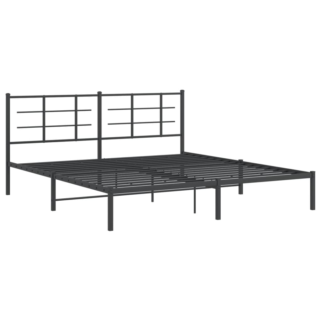 Estructura cama sin colchón con cabecero metal negro 183x213 cm vidaXL - 4
