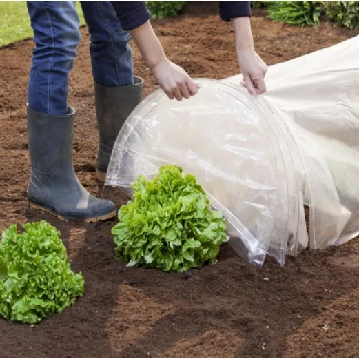 Lot de 2 serres tunnel 2 en 1, mini-serres, tunnel de jardin avec arceaux, protection contre les insectes, film pour canal de plantation, 300 x 45 cm - 4