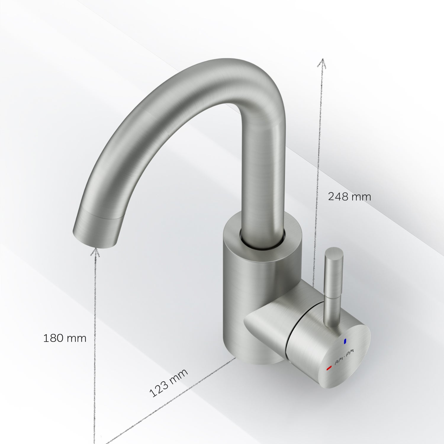 Robinet de Cuisine 360° Rotatif en Acier Inoxydable, Mitigeur de Cuisine avec Aérateur Détachable – Robinet Moderne pour Évier de Cuisine AM.PM - 5