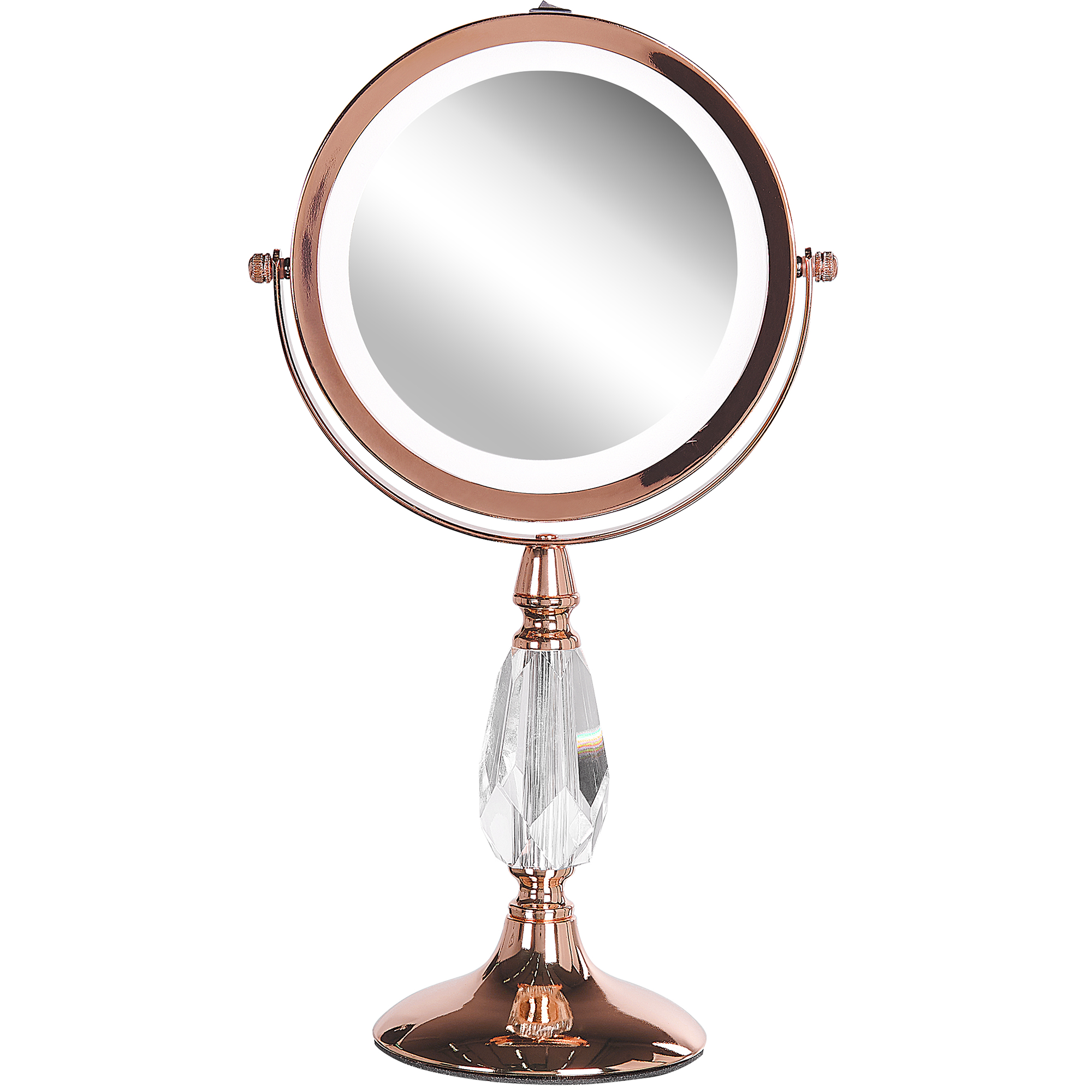 Miroir De Table Double Face Rond - 6x14cm, Argenté, Grossissement 2x, Pour Maquillage Et Soins - 4