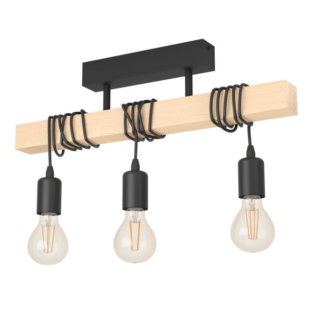 Lampa vintage, zawieszenie metalowe z 3 głowicami, oświetlenie rustykalne, lampa wisząca, oświetlenie wyspy, regulowana wysokość, 55 cm