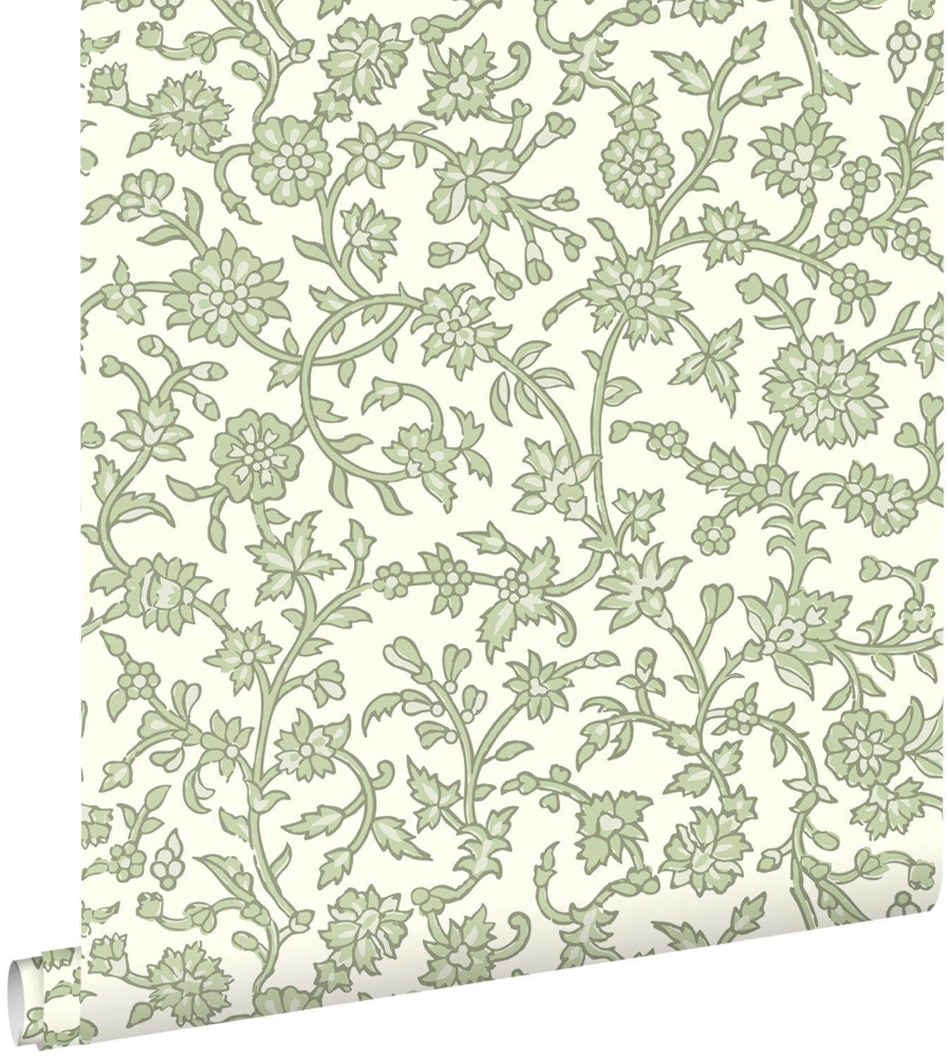 Tapeta zabytkowe kwiaty zielonym - 50 x 900 cm - ESTAHOME