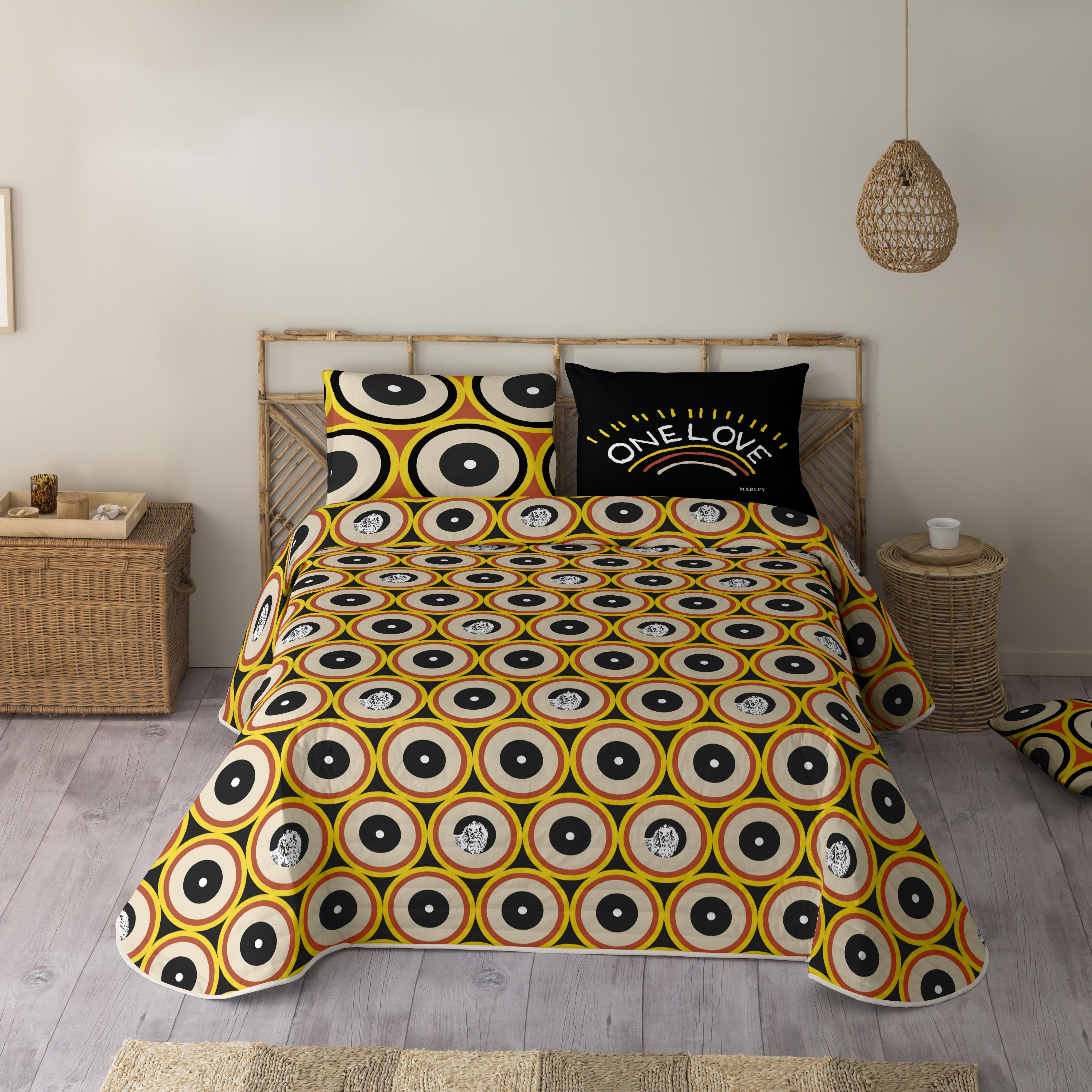 Marley - colcha bouti estampada cama 180 - microfibra - extra suave - incluye colcha bouti + 2 fundas de cojines - retro