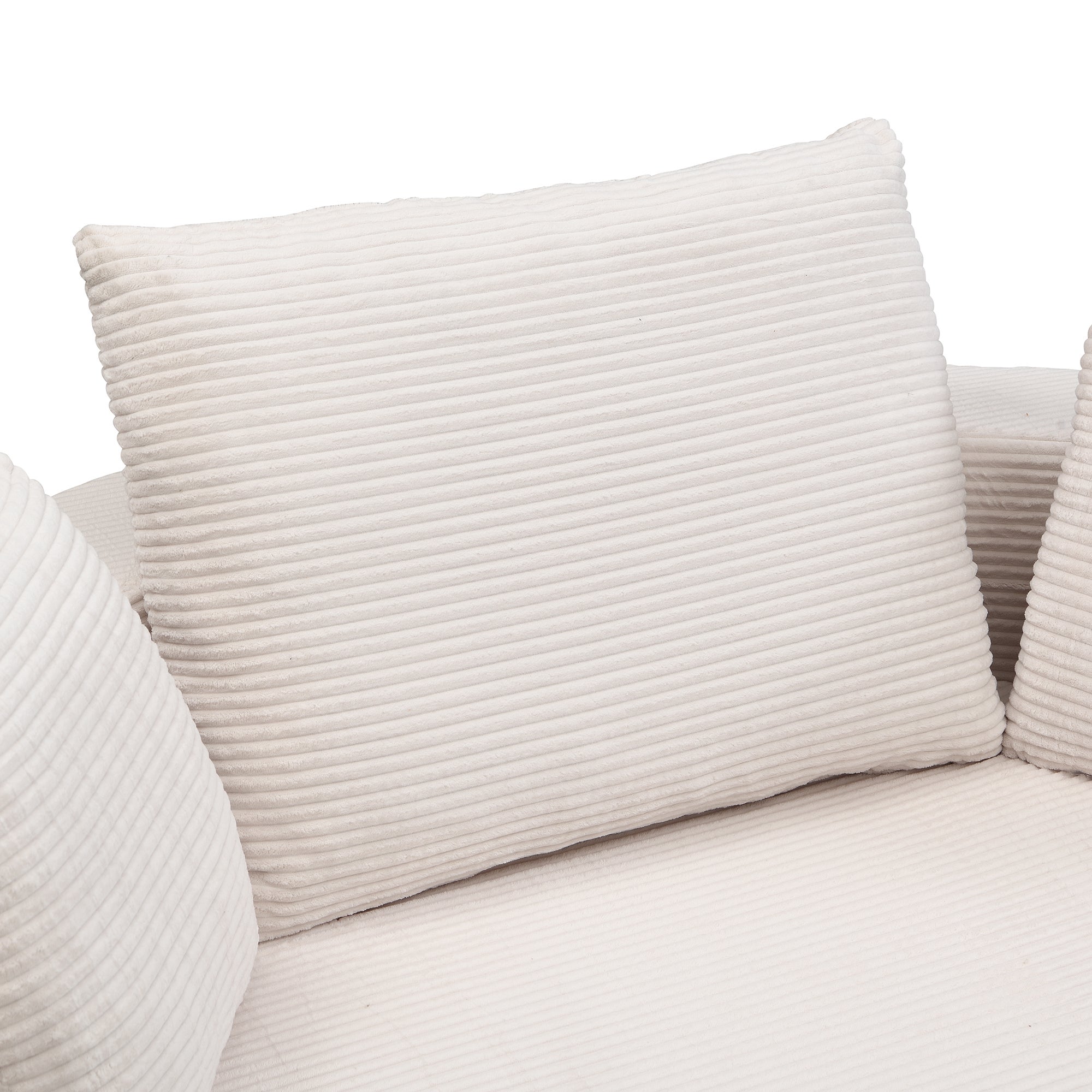 Canapé rond pliable 173x176x40cm - avec coussin - tissu en velours côtelé - beige - 7