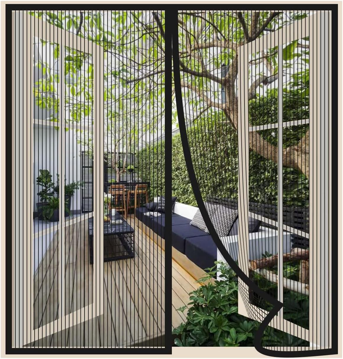 Zasłony, magnetyczna zasłona samozamykająca, zagęszczone drzwi z siatki, moskitiera przeciw komarom, z magnesem, rozmiar 100 * 100 cm czarna