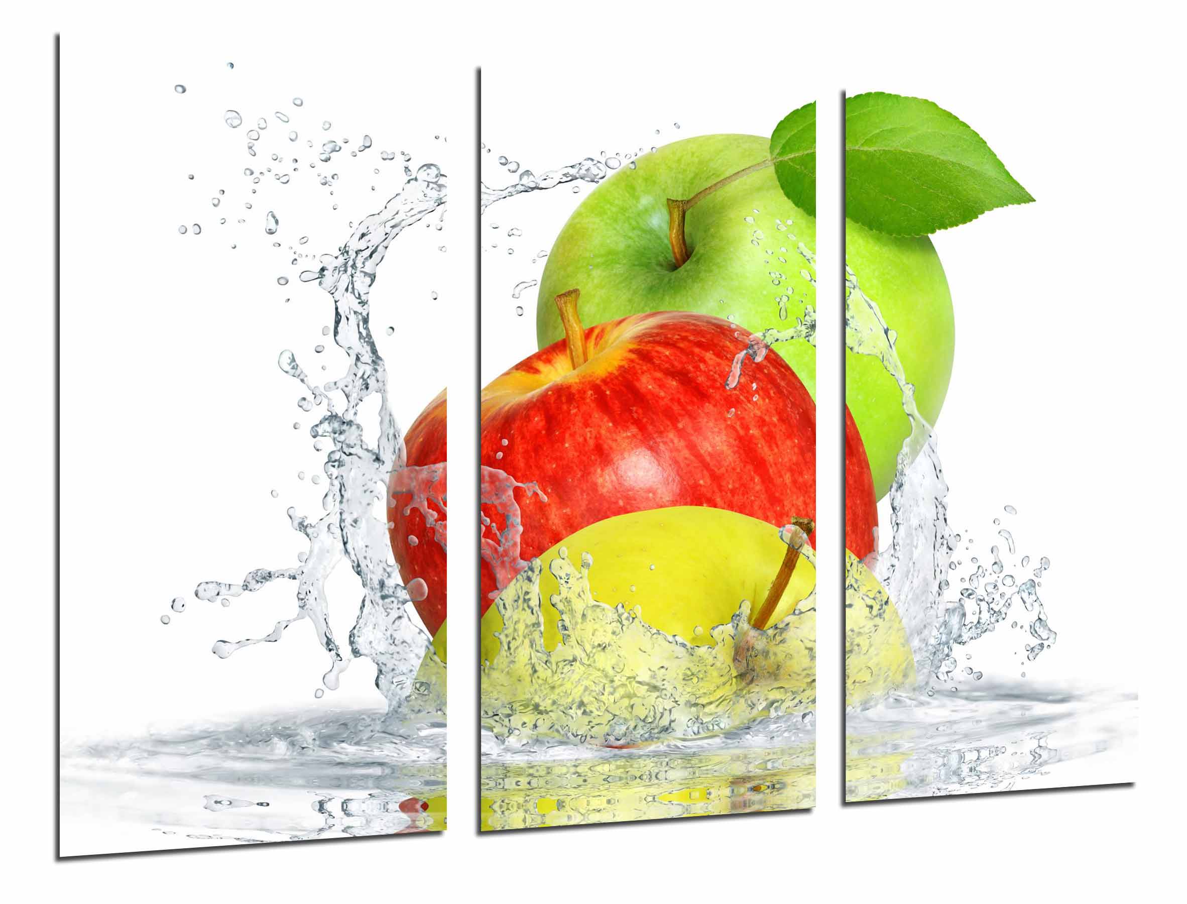 Composicion frutas manzana agua, fruteria, cocina, impresión fotográfica sobre madera, cuadro moderno decorativo