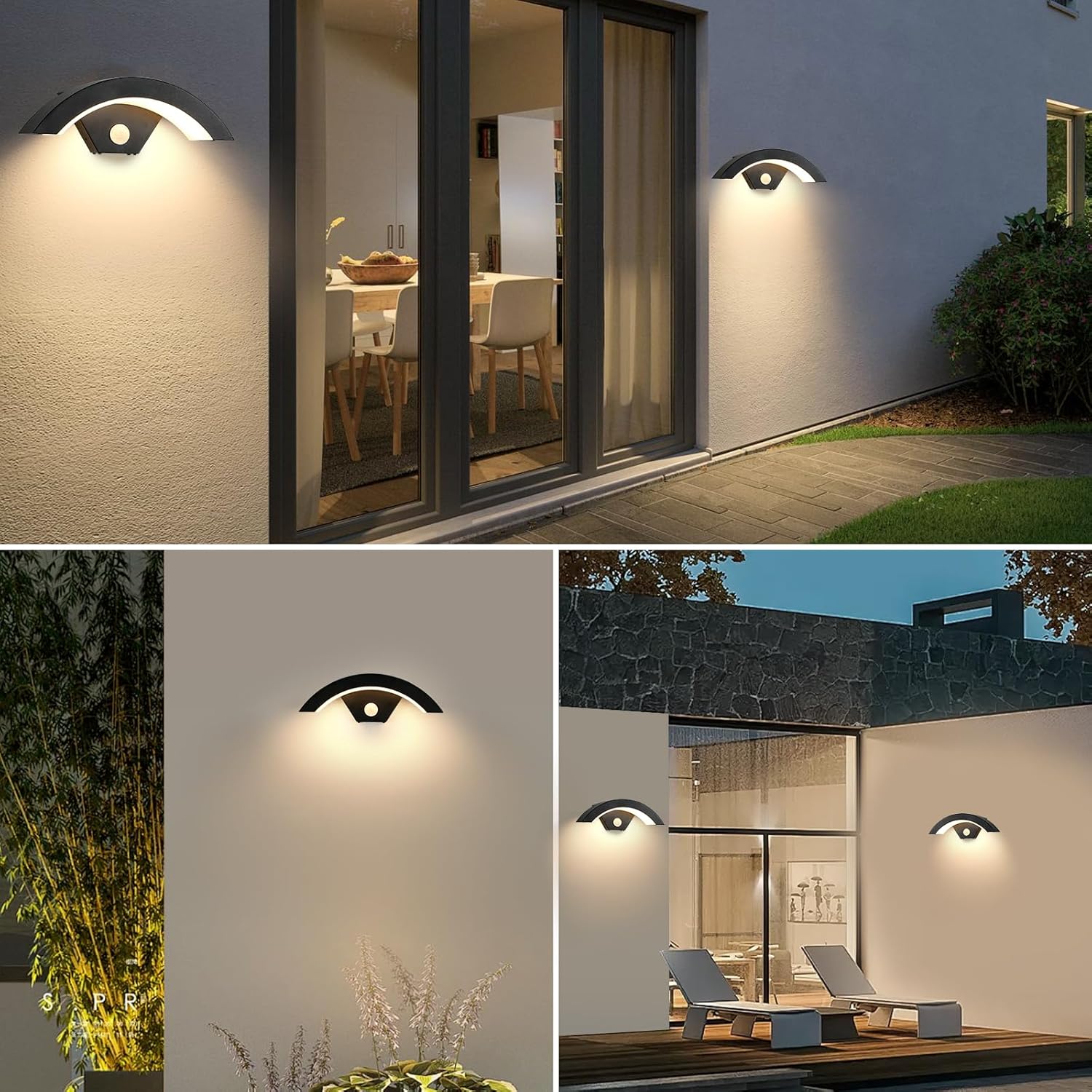 COMELY Applique Murale Extérieure LED 24W 2700LM avec Détecteur de Mouvement,IP65 Étanche,Lampe Murale Noire 3000K pour Jardin, Terrasse,Entrée,Garage - 6