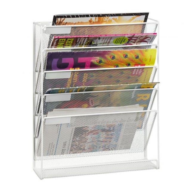 Porte-revues mural - Organiseur de bureau pour magazines et papier A4, cuisine, fournitures de bureau, entrées et étagère de salle de bain (noir, 2 unités Porte-revues mural - Organiseur de bureau pour magazines et papier A4, cuisine, fournitures de bureau, entrées et étagère de salle de bain (noir, 2 unités