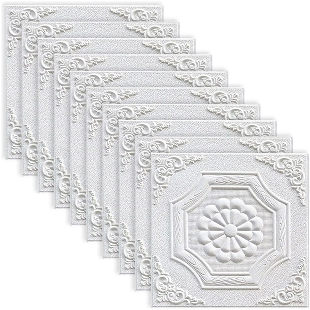 12 sztuk tapety sufitowej 3D, odporna na wodę i wilgoć samoprzylepna tapeta piankowa, dekoracja wnętrz, 35x35cm, QT1-1