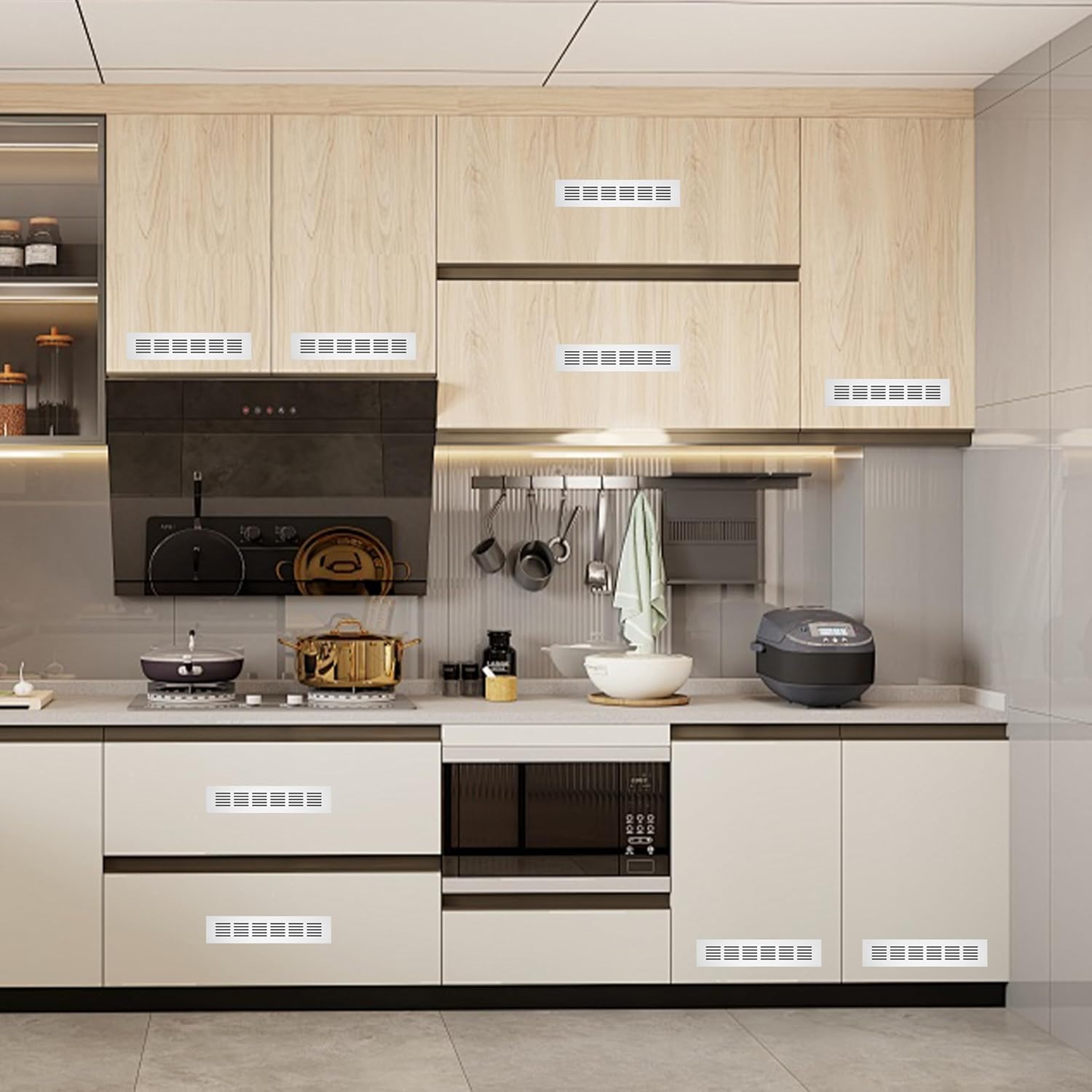 Kratka wentylacyjna aluminiowa z wkrętami do wentylacji szaf i pomieszczeń, 25 x 5 cm, srebrna, 4 sztuki - 3