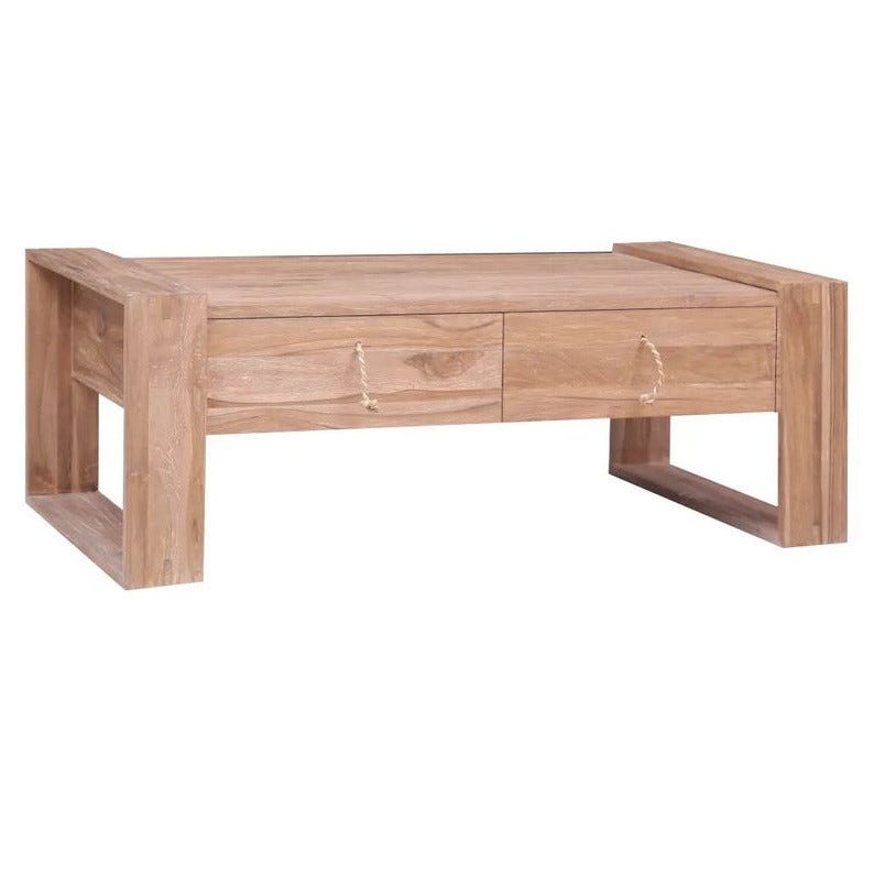 Table basse 2 tiroirs 120x60x40 cm blanc - FATDA Table basse 2 tiroirs 120x60x40 cm blanc - FATDA