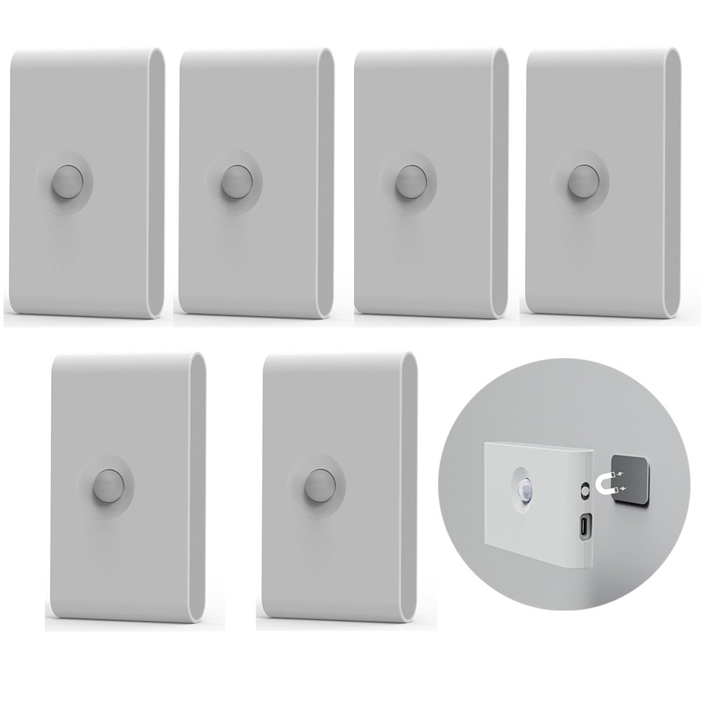 Lampada da parete a LED con sensore di movimento wireless per interni, luce notturna con sensore di ricarica USB magnetico bianco (8 confezioni) | Leroy Merlin