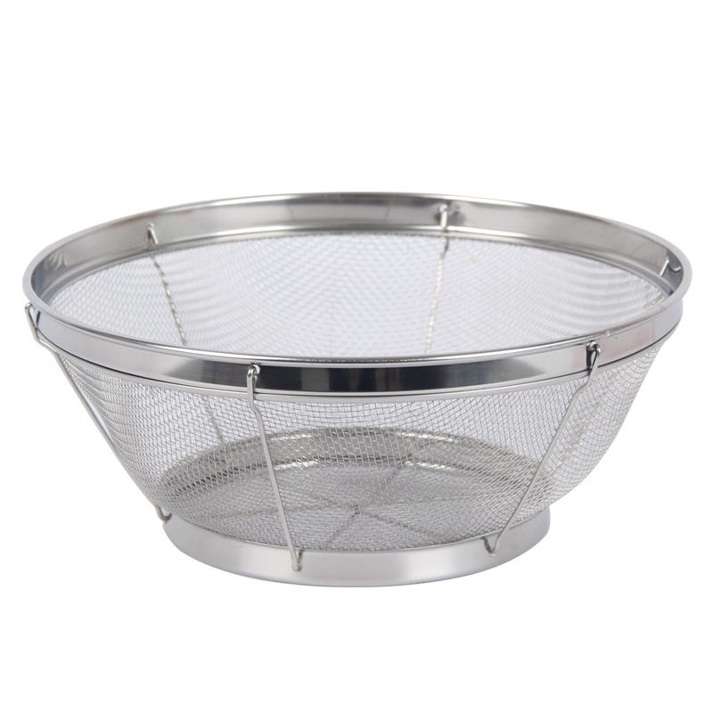 Colino Da Cucina Smaltato Orion - 20 Cm, Beige Con Decorazioni, Manico Lungo 40 Cm, Lavabile In Lavastoviglie