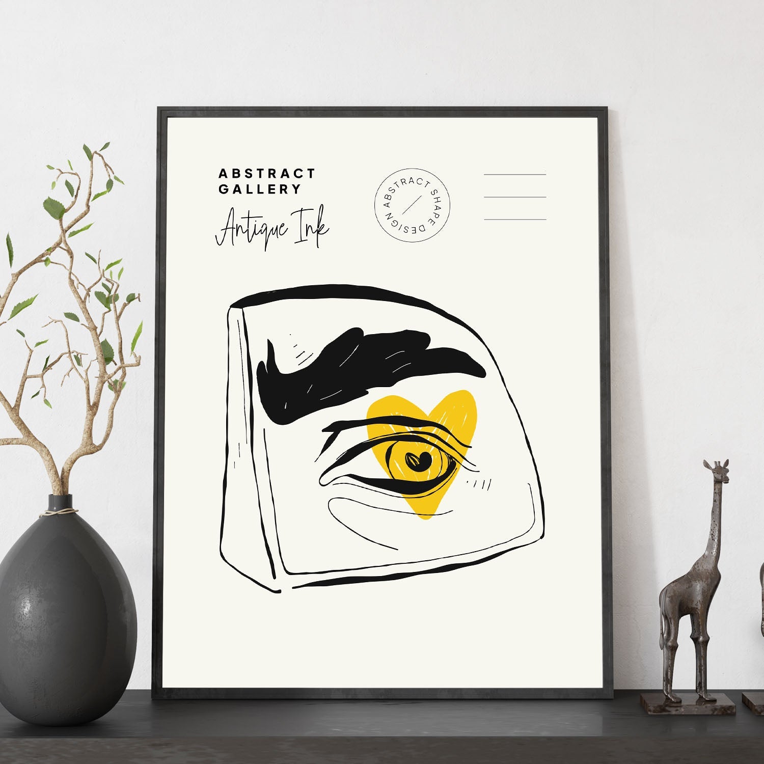 Nacnic póster pop art abstracto. recorte ilustraciones artísticas modernas para la decoración de interiores. con marco madera clara - a3
