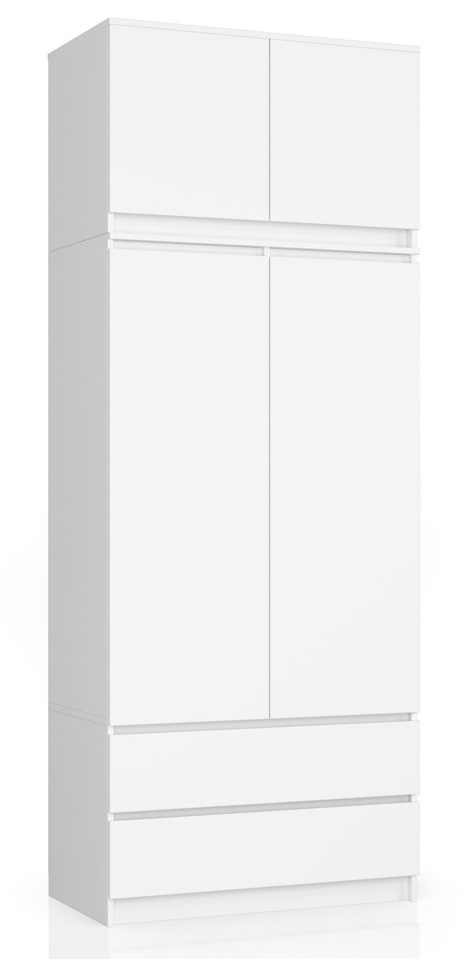 Szafa AKORD S90 z nadstawką Biała 90 cm 2 drzwi 2 szuflady kolor Biały mat 6 półek 90x51x234 cm