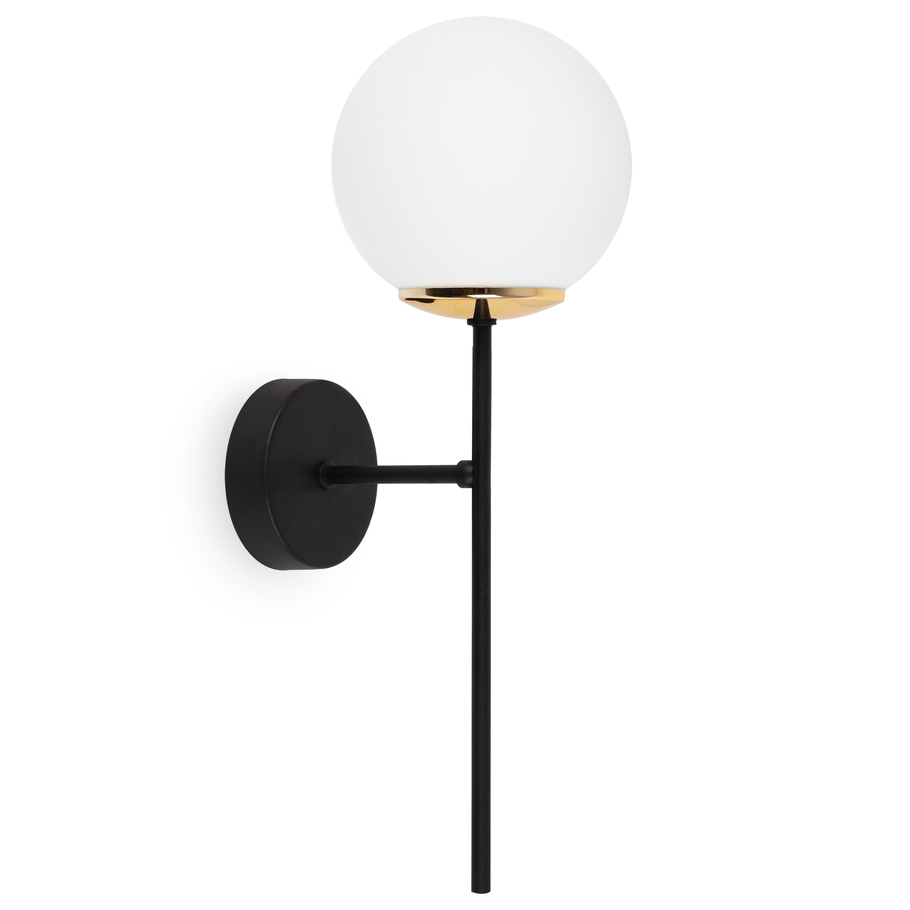 Lampa kinkiet ścienny czarny Siena loft 1xE14 klosz kula szklana biała/złota Light Home LH