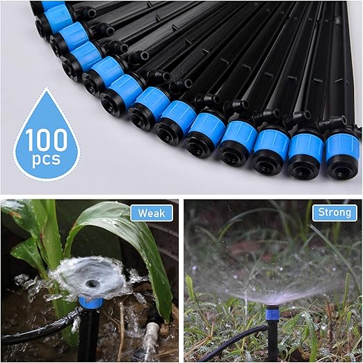 100 pcs (Bleu)Goutteur d'irrigation, 360 degrés Adjustable Micro Sprinkler pour 1/4 (4-6mm) Tube d'irrigation, pour l'irrigation de pelouse de Serre - 4