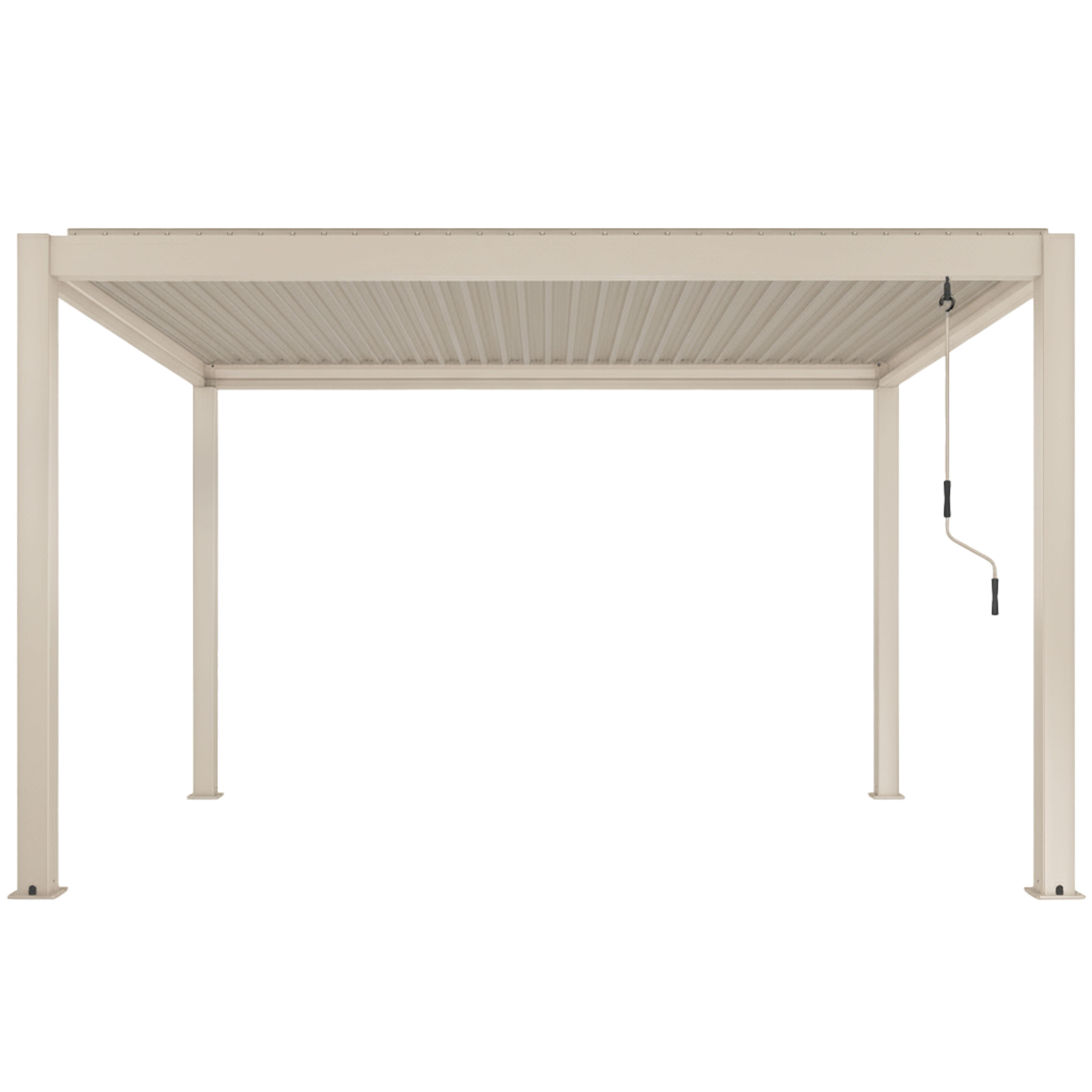 Pergola bioclimatique autoportée 3x4 m et 1 store bois crème ( 1 store 3,73 x 2,34 m ) Athenes- Oviala - 7