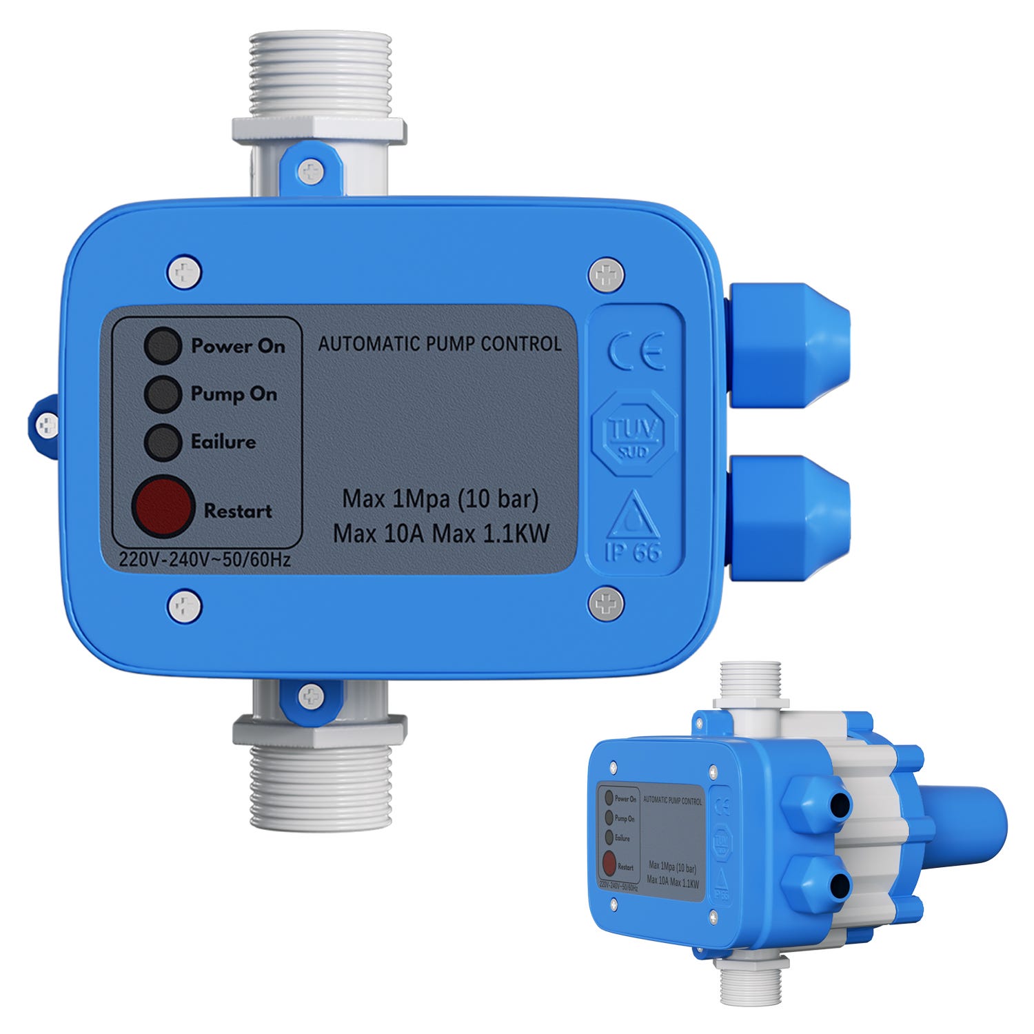 Pressostato Lospitch 10 Bar Per Pompe Acqua - Controller Pressione Con Telecomando, Blu - Foto 9