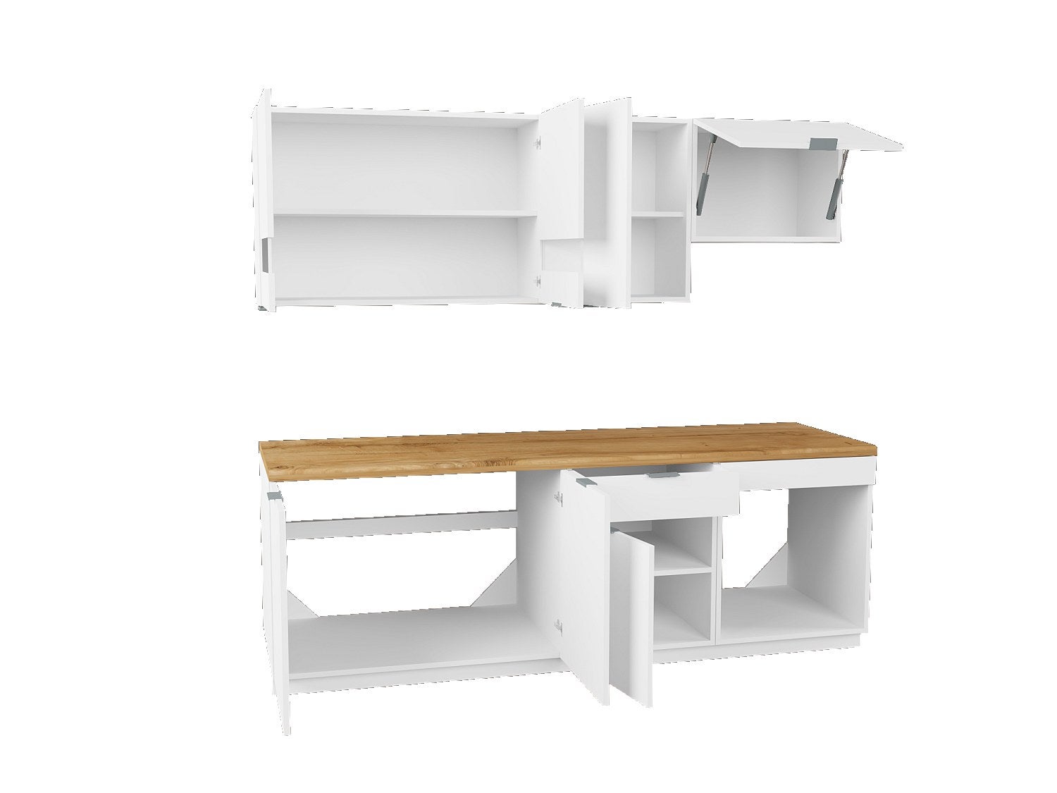 Cuisine complète - Avec plan de travail 200 cm - Blanc et Naturel - CARMEO - 6