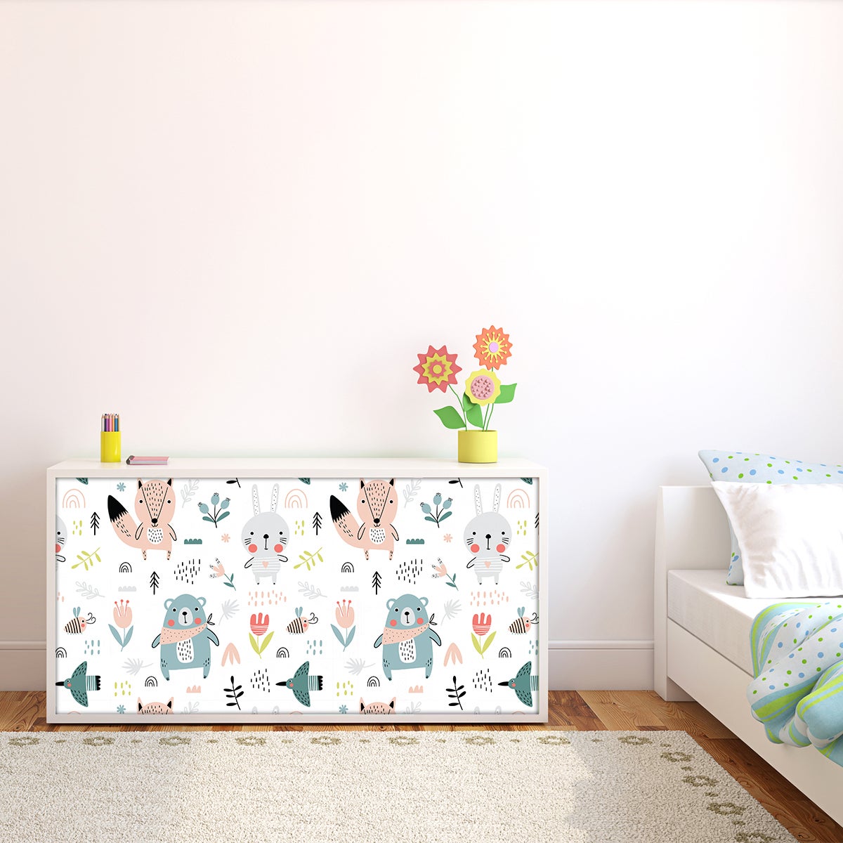 Pegatina muebles para niños animales del bosque - adhesivo de pared - revestimiento sticker mural decorativo - 40x60cm - 5