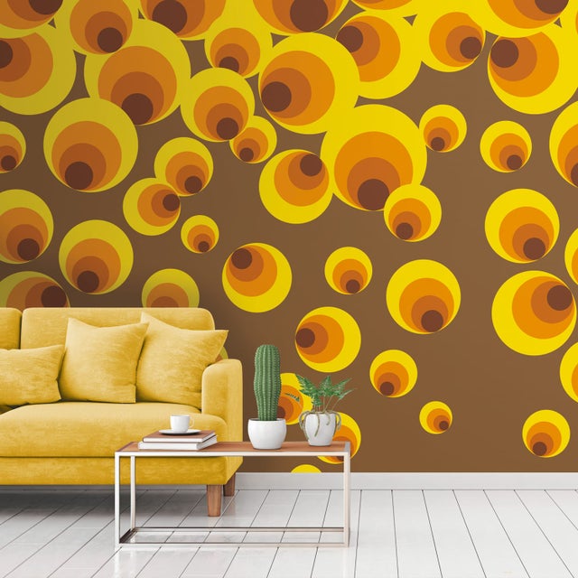 Papier Peint Vintage Tadessi M1-No.2866 – Jaune Uni Rétro, Intissé Et Lumineux