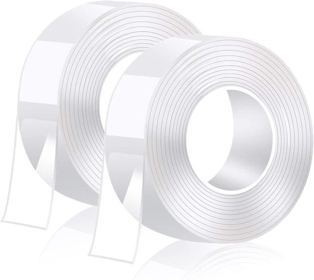 Ruban adhésif double face extra fort, transparent, lavable, multifonctionnel, réutilisable, amovible, antidérapant, 3 m x 2 paquets