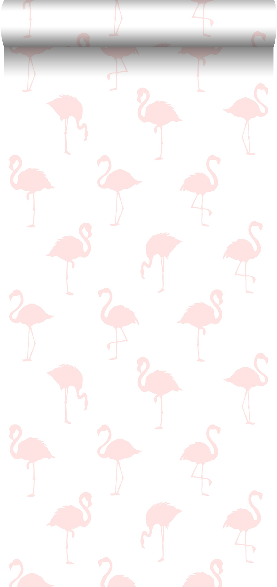 Papel pintado flamencos rosa claro y blanco - 53 cm x 10.05 m - estahome