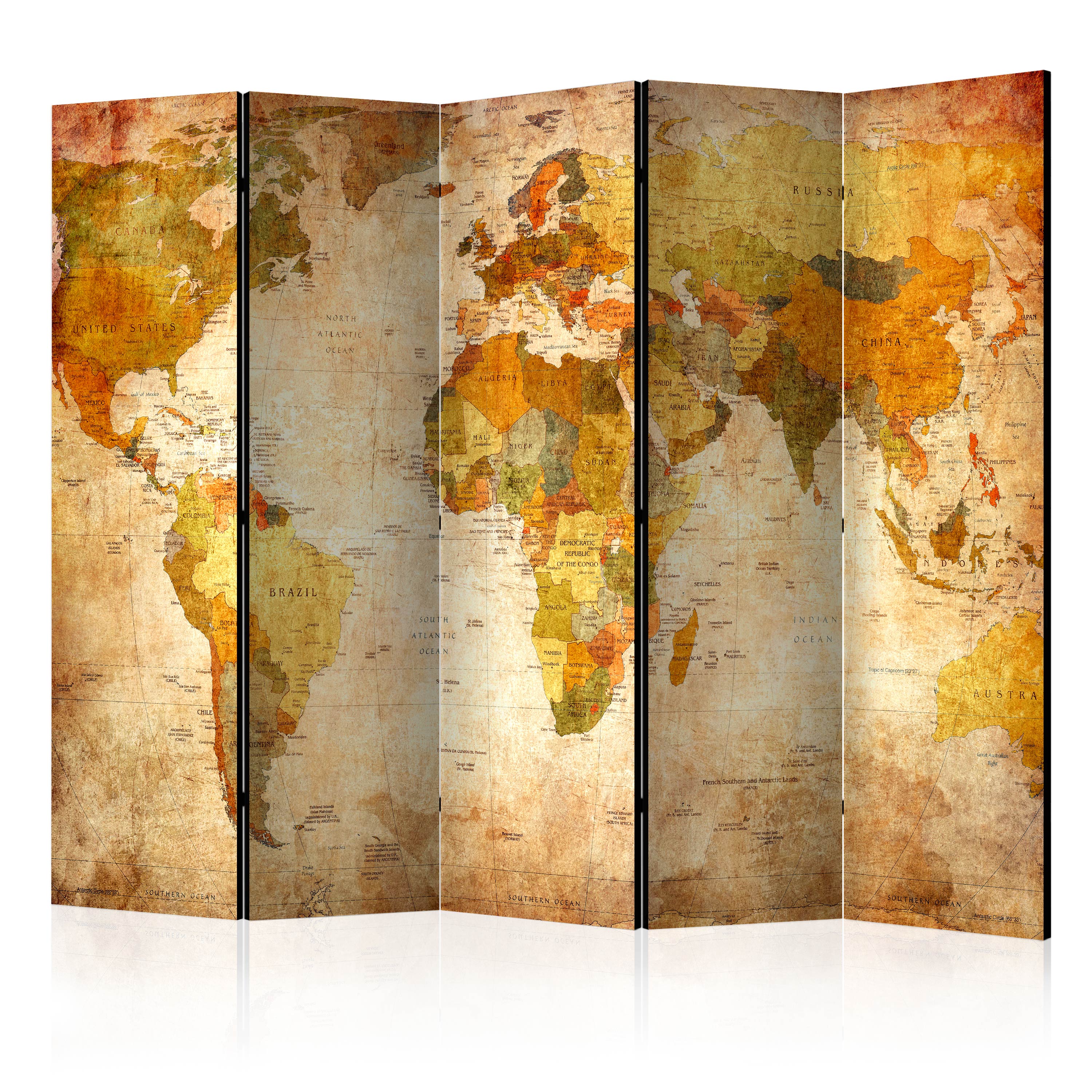 Screen 5-piece - Concrete map [Room Dividers] size 225x172