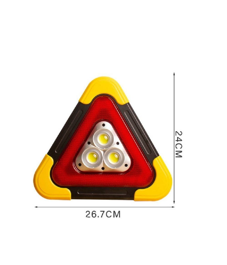 Trade Shop - Triangolo Per Emergenza Stradale A Led Strobo Ricarica Solare Usb 30w 24x26 Cm - - 5