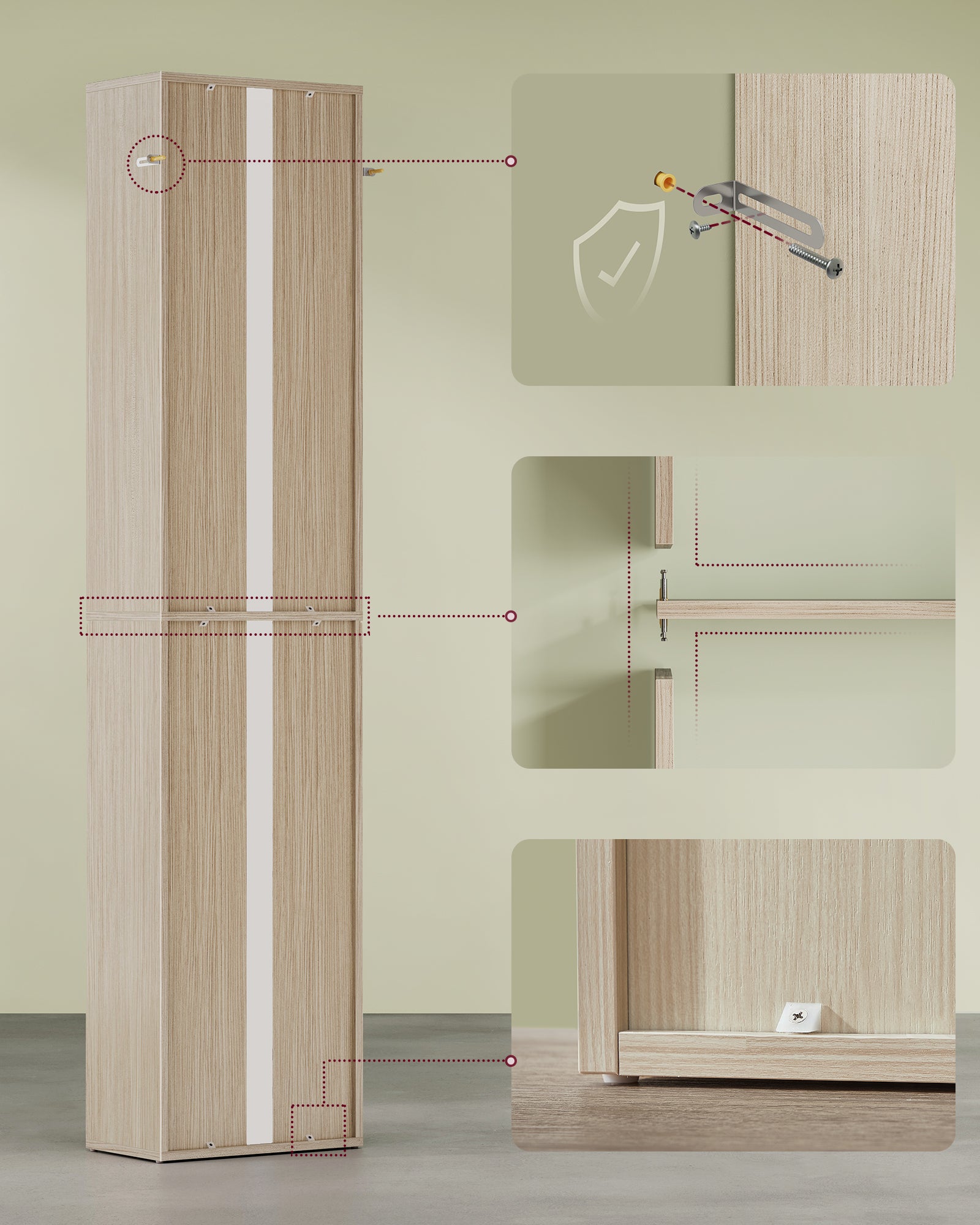 Bibliothèque, Étagère sur 6 Niveaux, Meuble de Rangement Ouvert, Étagère, 24 x 40 x 178,5 cm, pour Salon, Bureau, Salle à Manger, Beige Naturel - 6