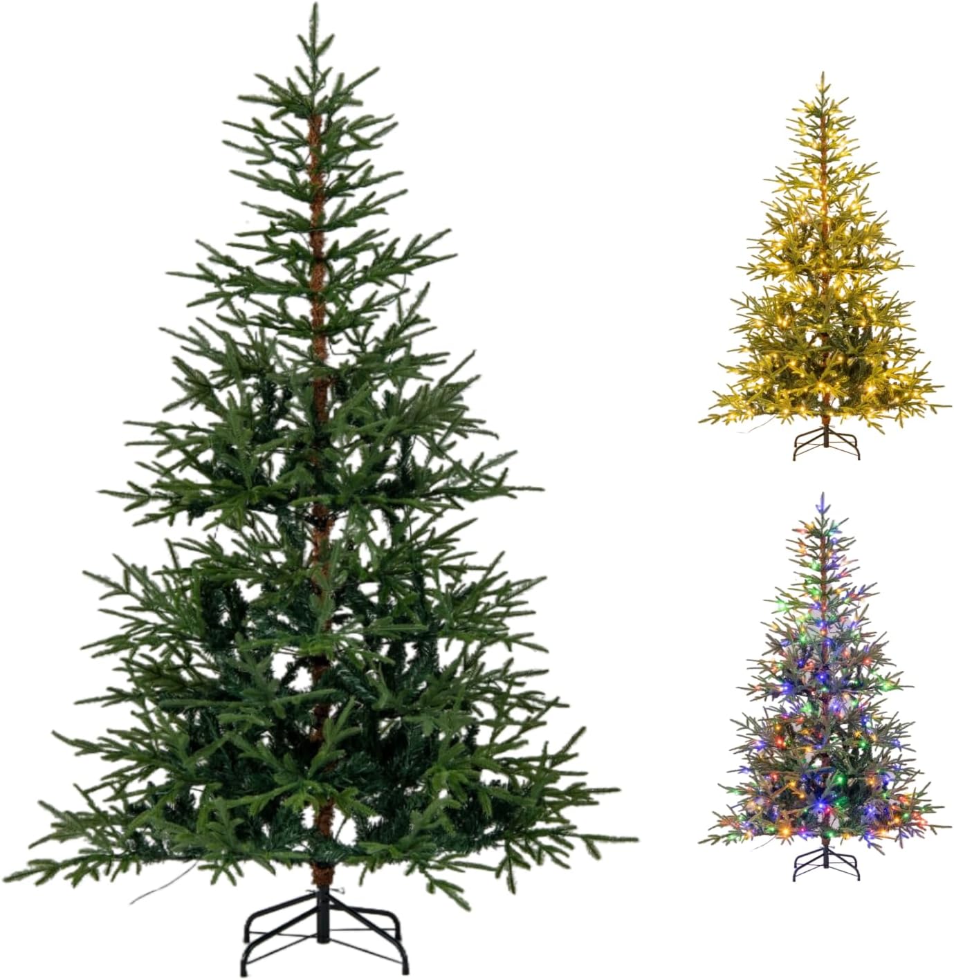 Sztuczna Choinka Bożonarodzeniowa z Oświetleniem 180 cm, 11 Trybów Świecenia, 250 Ciepłych Białych i Wielokolorowych Diod LED (180 cm)