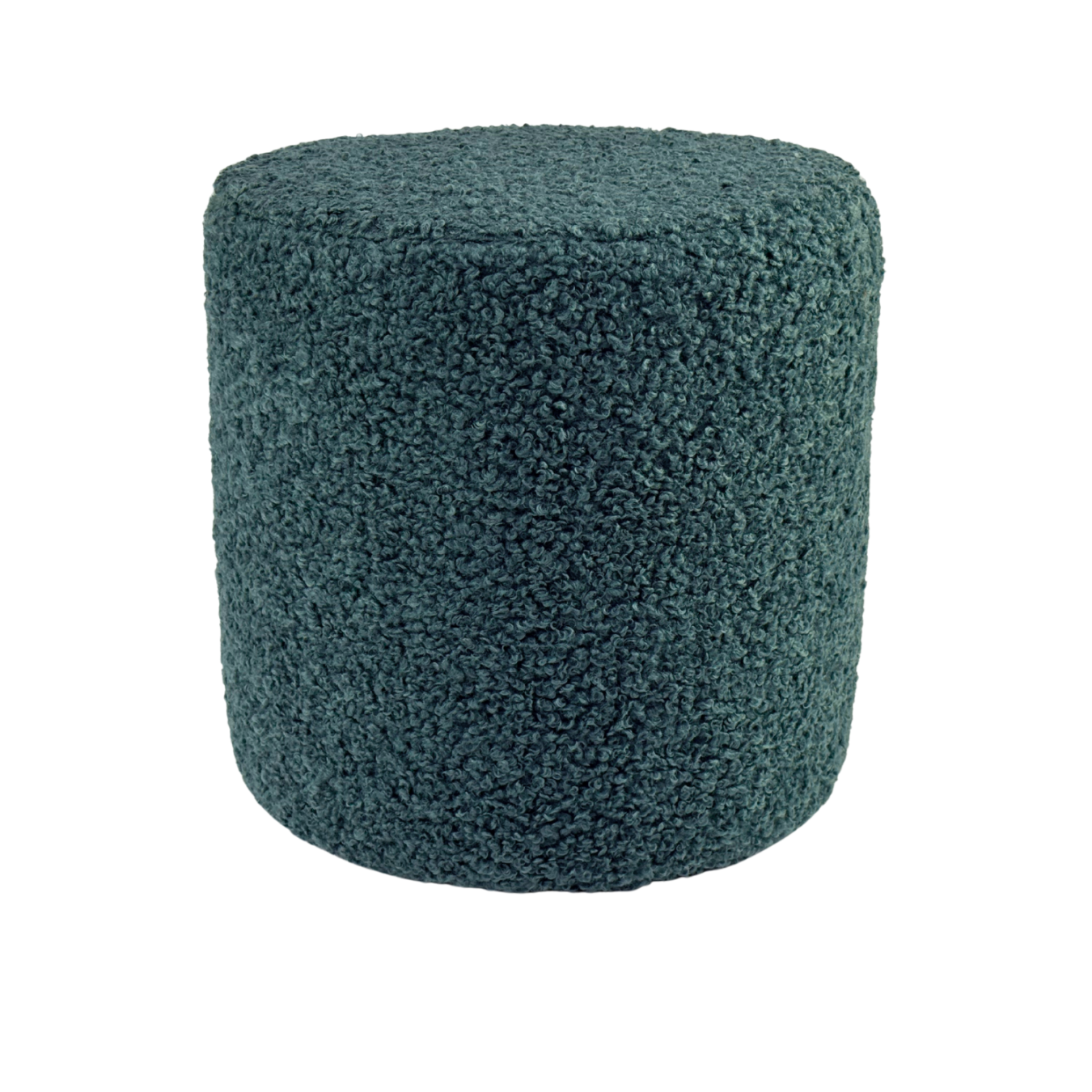 Pufa 40x40 cm kwadratowa ROLF tkanina baranek bouclé stylowy podnóżek dodatek do wnętrz morska