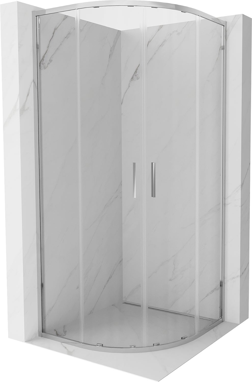 Mexen Exo kabina prysznicowa półokrągła rozsuwana 90 x 90 cm, transparent, chrom - 8132-090-090-01-00