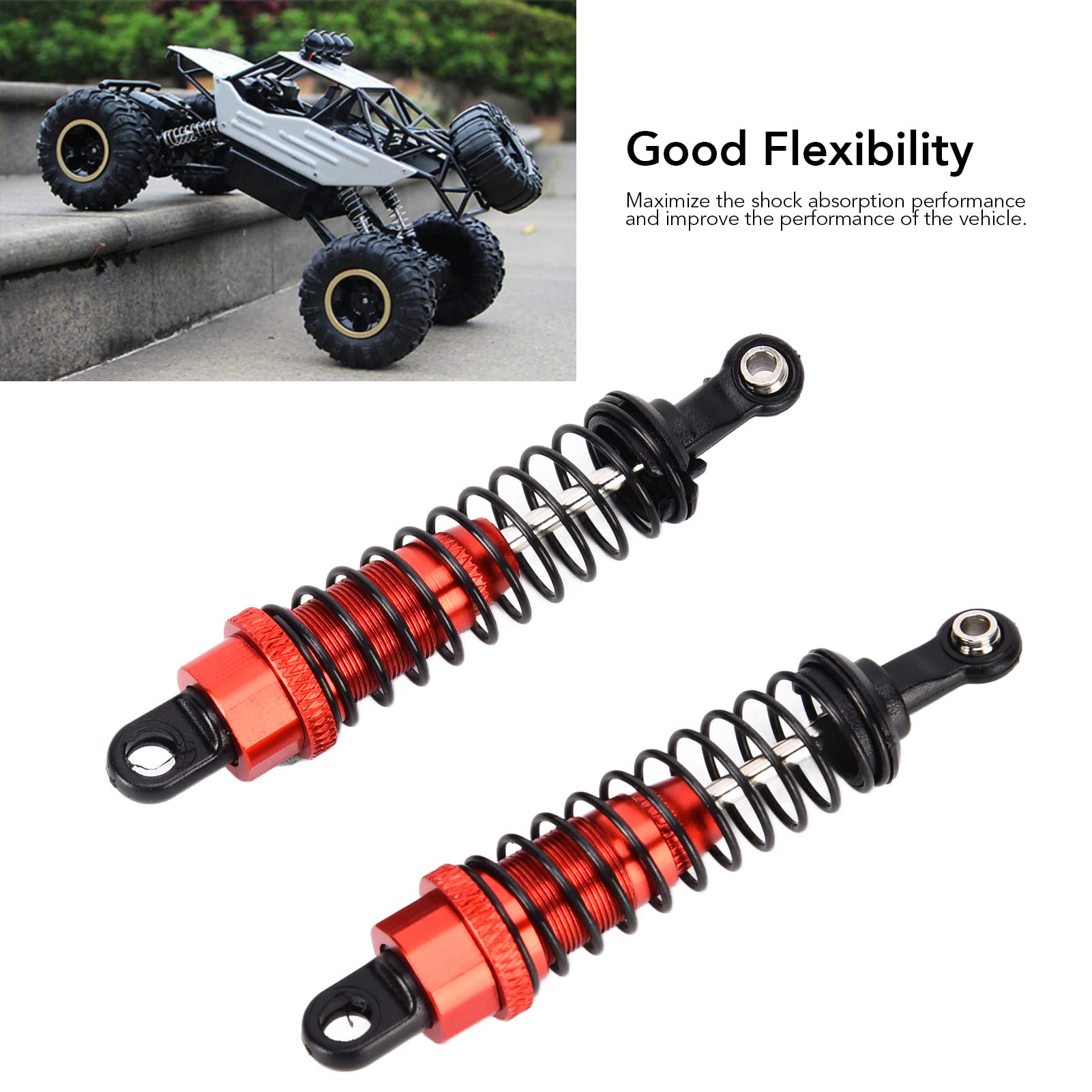 Ammortizzatore RC 2 pezzi Ammortizzatore a quattro ruote motrici Lega di alluminio per telecomando 1/16 (rosso) - 7