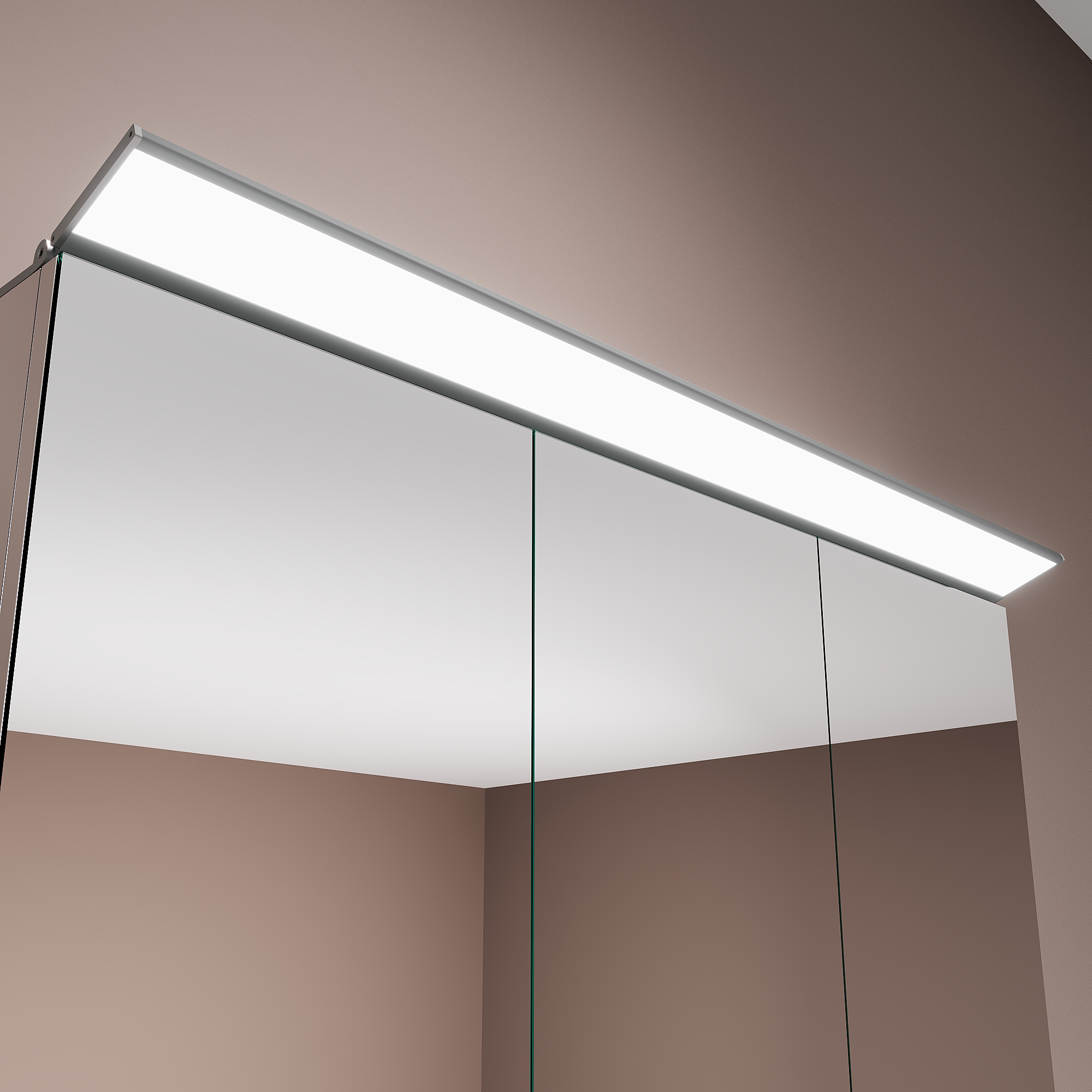 SIRHONA Armoire Miroir Inox 3 Portes 80x60x12cm,&nbsp;Éclairage Supérieur LED Amovible, Design sans Câbles Internes, Grande Capacité - Argent - 3