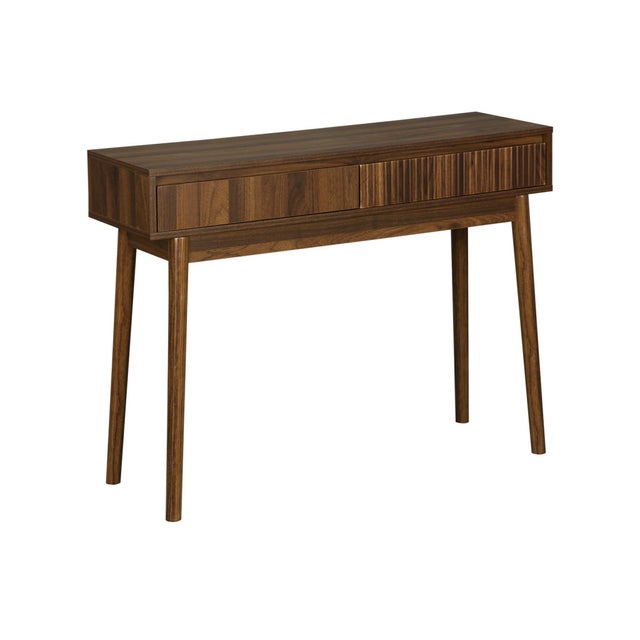 Tavolo Da Consolle Industriale MAJARO - Doppio Strato - 97x24x74 Cm - Marrone Rigido E Metallo Nero - Per Soggiorno E Ingresso