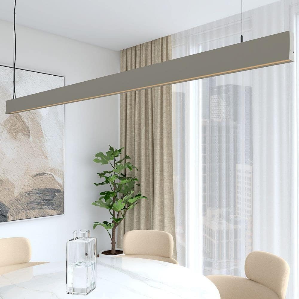 Lámpara lineal techo colgante gris 2 metros 2700k luz cálida altura regulable