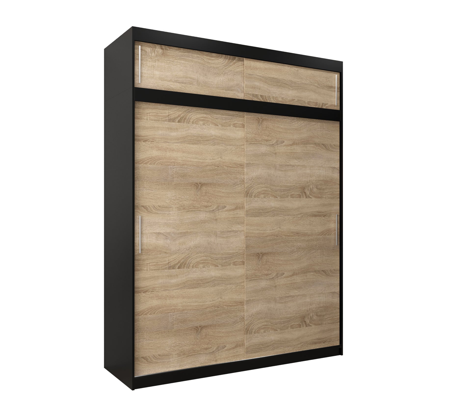 Szafa przesuwna z nadstawką garderoba TOKYO 180 x 62 x 240 cm Czarny + Sonoma - Abiks Meble