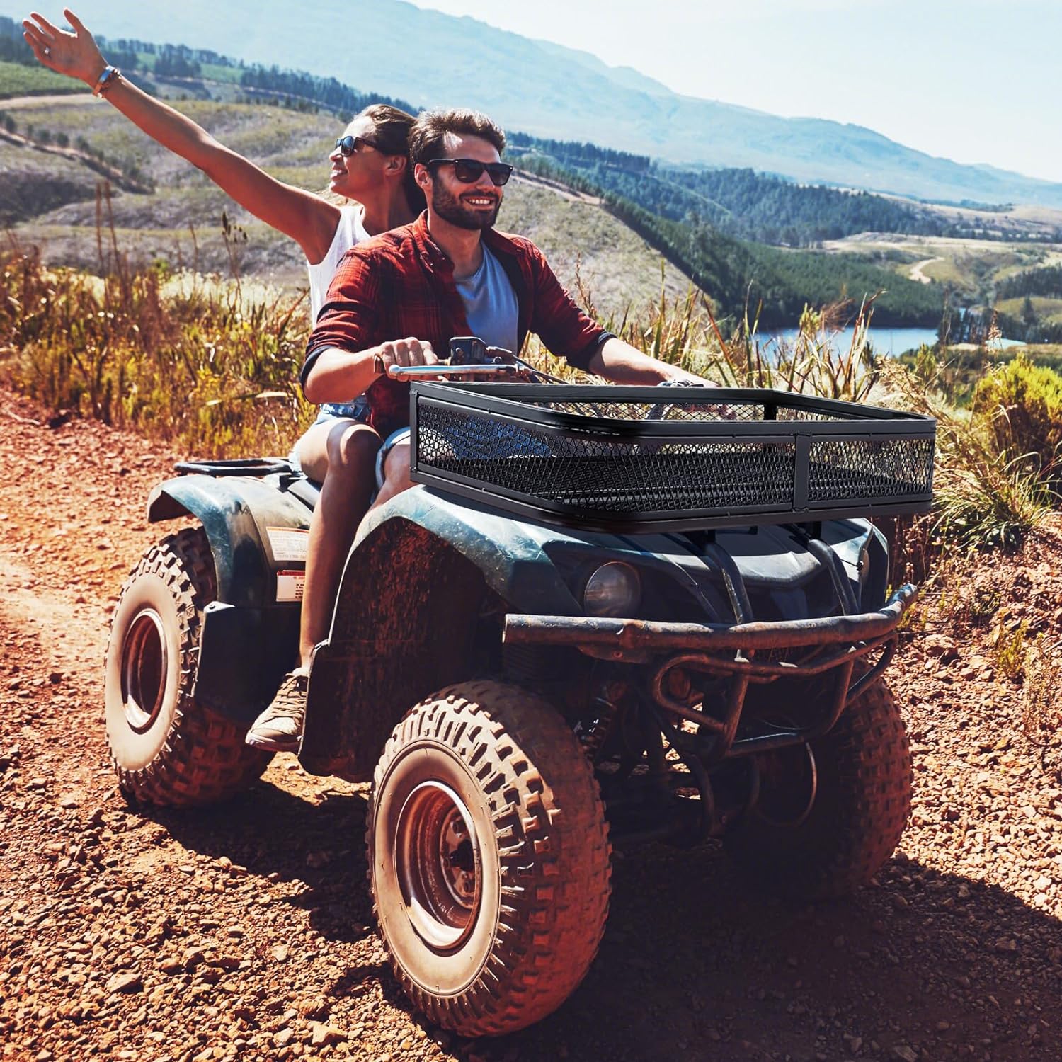 Cestino Portaoggetti Anteriore per ATV, Cestino Portapacchi Anteriore Resistente con Telaio in Metallo a Maglie, Cestino Portaoggetti per Acce - 2