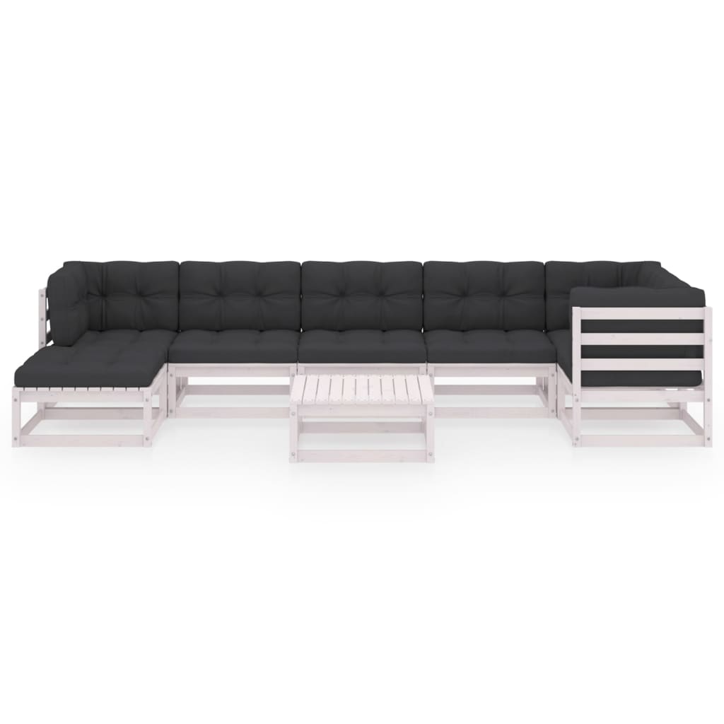 Maison Exclusive - Set Salotto Giardino 8 pz Cuscini Antracite Legno Massello Pino - 3