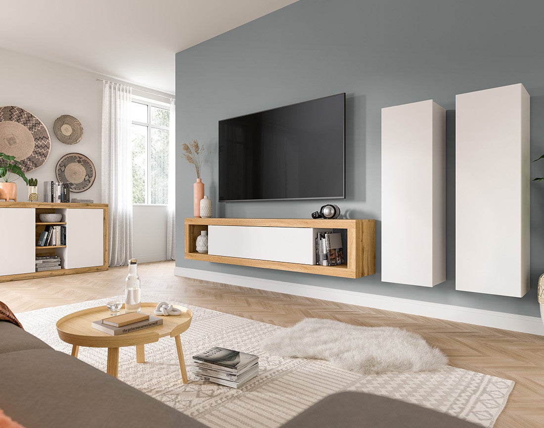 Lot de 2 armoires murales L26 x H110cm effet bois blanc - ETHAN - Best Mobilier - 5