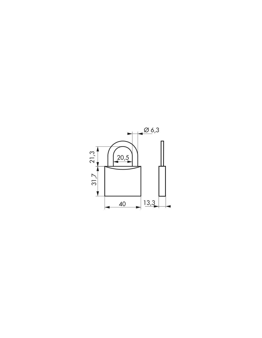 THIRARD - Cadenas à clé Type 1, laiton, intérieur, anse acier, 40mm, 3 clés - THIRARD - 2
