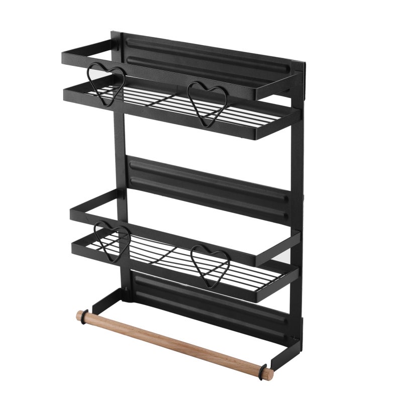 Étagère magnética para especias de refrigerador, organización de cocina, con barra porta-toallas y ganchos, estructura de acero