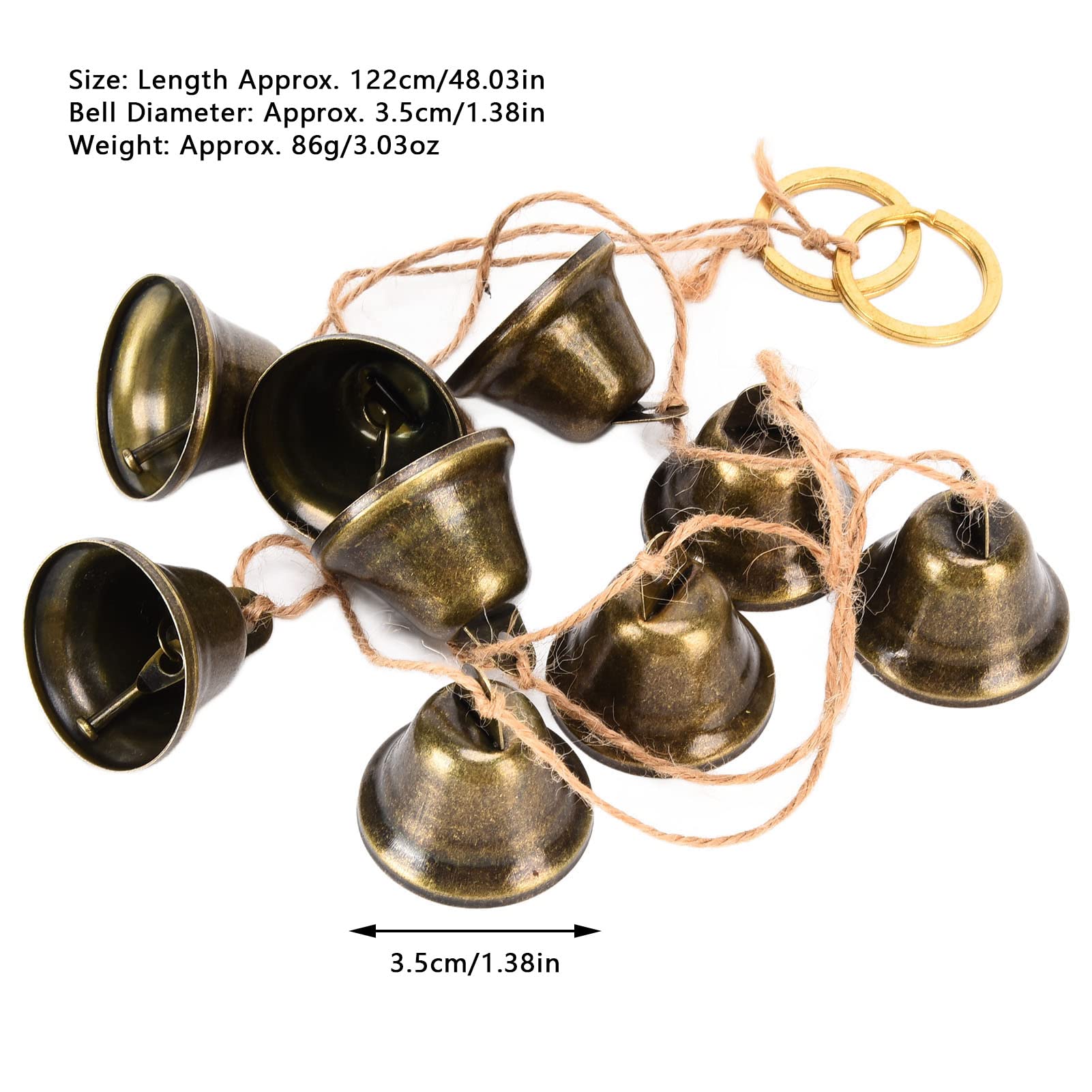 Campanas decorativas, 9 cuerdas de campanas colgantes, campanas pequeñas para colgar en la pared, campanas navideñas vintage de hierro para decoracion - 2