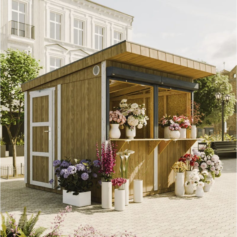 Domek handlowy, kiosk na bazie drewna - 5,9m²- Timbela M950-TERRA BROWN