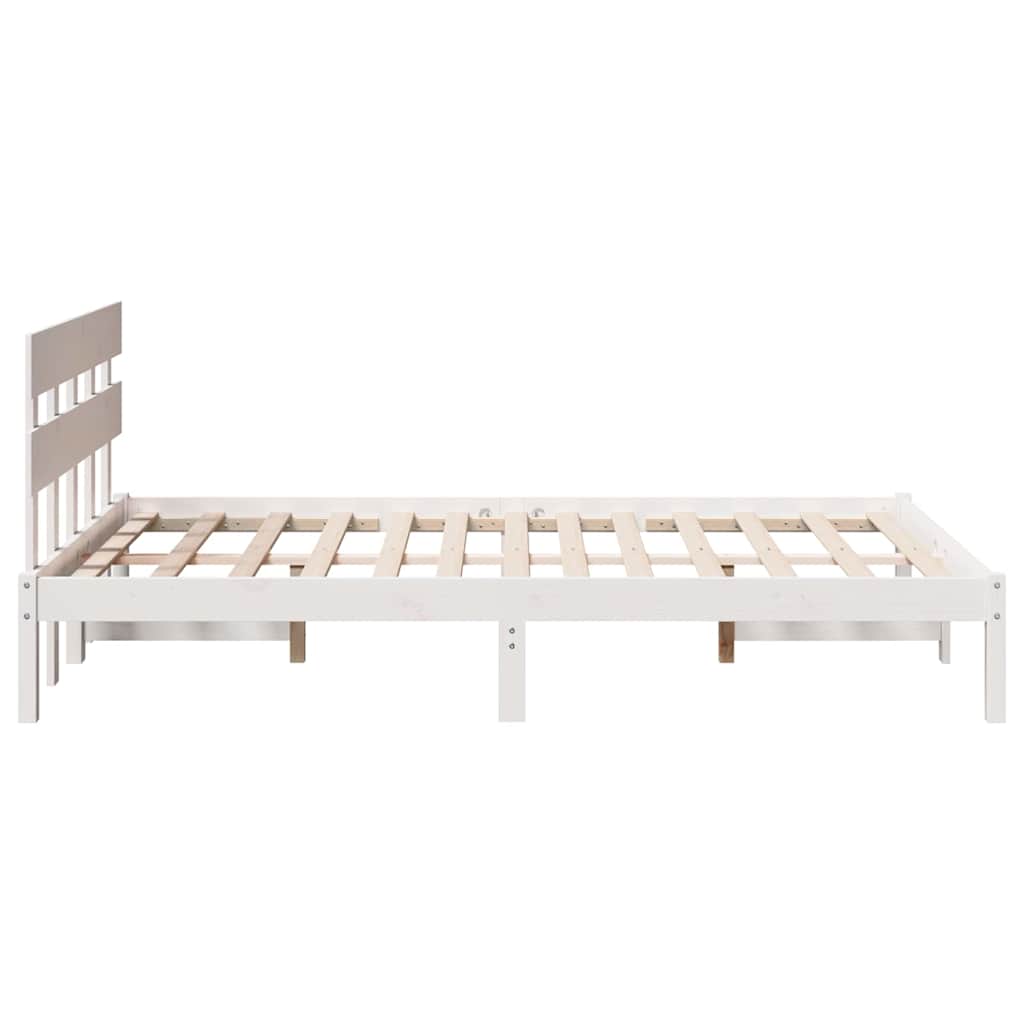 Cadre de lit en bois de pin massif blanc, pour la chambre, 120 × 190 cm - 6