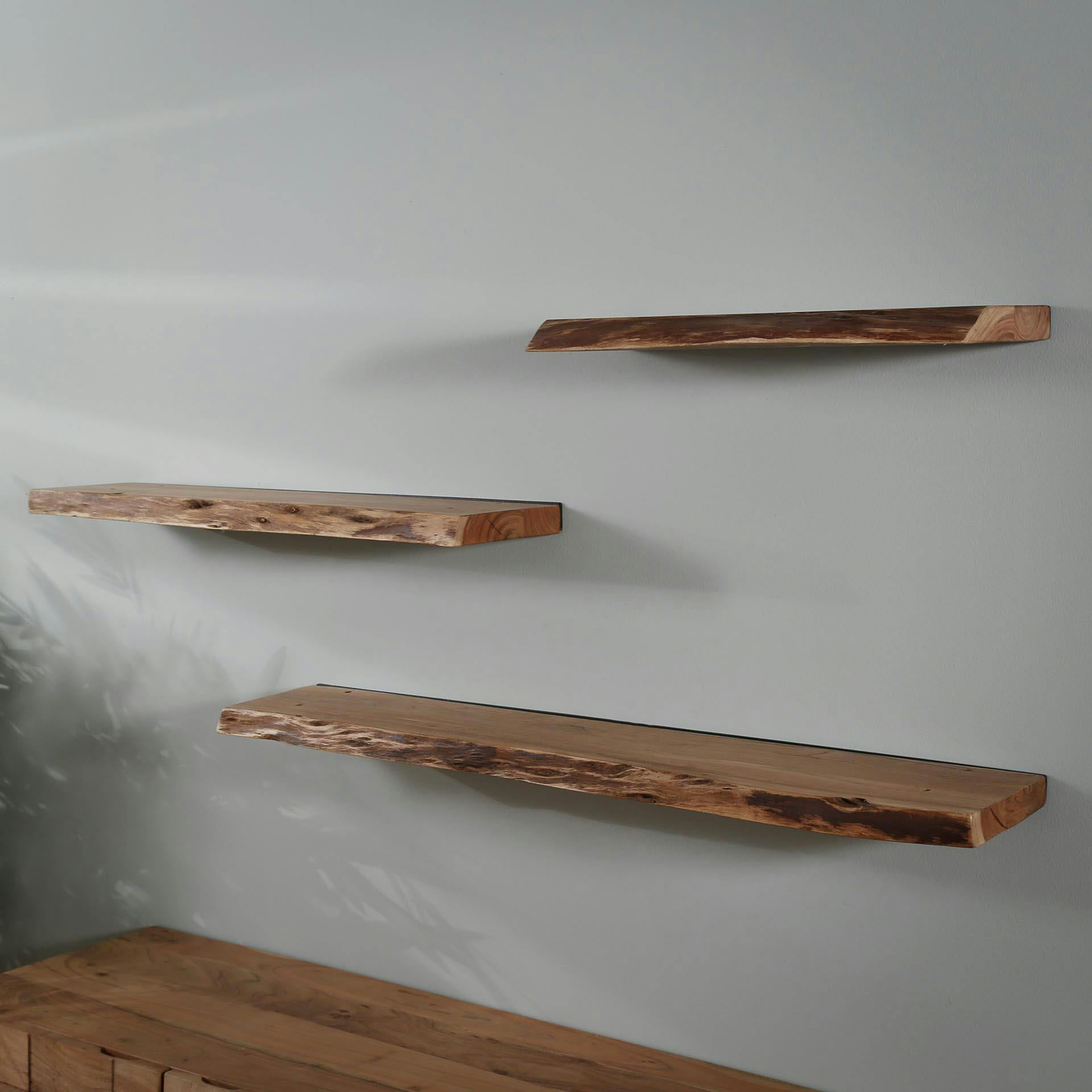 Etagère murale bois massif bordure naturelle 120 cm MELBOURNE - 3